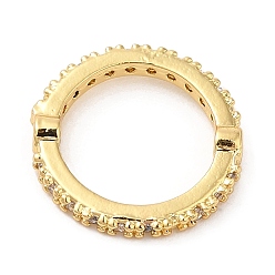 Real 18K Gold Plated Brass Micro Pave Cubic Zirconia Bead Frame, Cadmium Free & Lead Free, Ring, Real 18K Gold Plated, 14x2.5mm, Hole: 1mm