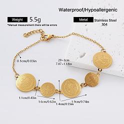 Golden Religion 304 Stainless Steel Saint Benedict Medal Link Chain Bracelets, Golden, 7.87 inch(20cm)