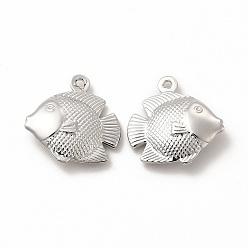 Платина Стойки обшивки латунные подвески, очарование рыбы, платина, 18x17.5x4.5 мм, отверстие : 1.2 мм