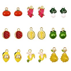 Colorful 18Pcs Imitation Fruit Charm Pendant Mixed Enamel Fruits Charms Mixed Shape Pendant for Jewelry Necklace Bracelet Earring Making Crafts, Colorful, 14x9mm