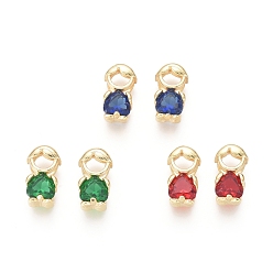Mixed Color Golden Plated Brass Charms, with Cubic Zirconia, Boy, Mixed Color, 11x6x3.5mm, Hole: 1x2mm