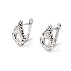 Platinum Brass Hoop Earrings for Women, Teardrop, Platinum, 17x10.5x13mm