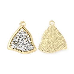 Crystal Rhinestone Pendants, with Light Gold Plated Brass Findings, Twist Triangle, Cadmium Free & Lead Free, Crystal, 22x19x3mm, Hole: 1.8mm