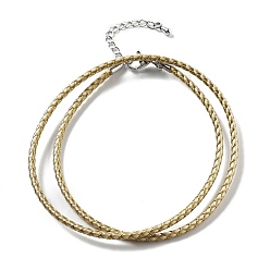 Розово-Коричневый Изготовление плетеных ожерелий из полиэфирного шнура, с латунной фурнитурой , нержавеющая сталь застежками, долговечный, платина, розово-коричневый, 18-3/4 дюйм (47.5 см)