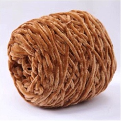 Camel Wool Chenille Yarn, Velvet Cotton Hand Knitting Threads, for Baby Sweater Scarf Fabric Needlework Craft, Camel, 5mm, 95~100g/skein