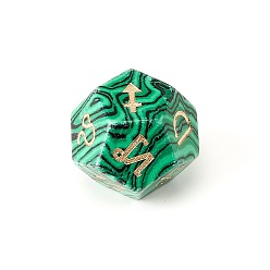 Malachite Synthetic Malachite Classical 12-Sided Polyhedral Dice, Engrave Twelve Constellations Divination Game Toy, 20x20mm