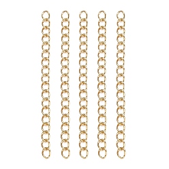 Настоящее золото 18K 304 удлинитель цепи из нержавеющей стали, пайки, реальный 18 k позолоченный, 47~53x3 мм