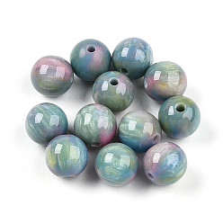 Бледно-бирюзовый Бусины из cмолы, круглые, два тона, глубокое синее небо, 10 мм, отверстие : 2 мм