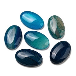 Banded Agate Natural Striped Agate/Banded Agate Cabochons, Dyed & Heated, Oval, 28~28.5x18~18.5x5.5~6mm