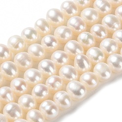 PapayaWhip Natural Cultured Freshwater Pearl Beads Strands, Potato, Grade 2A, PapayaWhip, 6~7x5.5~6mm, Hole: 0.6mm, about 76pcs/strand, 15.43 inch(39.2cm)