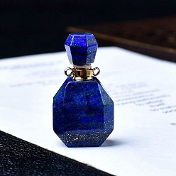 Lapis Lazuli Natural Lapis Lazuli Perfume Bottles Pendants, SPA Aromatherapy Essemtial Oil Empty Bottle Charms, 3.7x2cm
