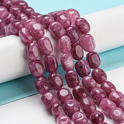 Medium Violet Red Natural Quartz Beads Strands, Dyed, Faceted, Oval, Medium Violet Red, 8~12x7~10x7~9mm, Hole: 1.2mm, about 35pcs/strand, 14.96''(38cm)