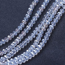 Clear AB Electroplate Glass Beads Strands, AB Color Plated, Faceted, Rondelle, Clear AB, 10x8mm, Hole: 1mm, about 65~66pcs/strand, 20.8~21.2 inch(53~54cm)