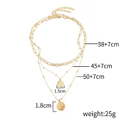 N2104-4 large and small coins Multi-layered double-layered necklace collarbone chain heart necklace female niche design sense.