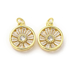 Real 16K Gold Plated Brass with Cubic Zirconia Pendant, Round, Real 16K Gold Plated, 15.5x13x4mm