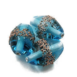 Deep Sky Blue Transparent Czech Glass Beads, Oval, Deep Sky Blue, 14x10mm