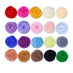 Mixed Color Needle Felting Wool, Fibre Wool Roving for DIY Craft Materials, Needle Felt Roving for Spinning Blending Custom Colors, Mixed Color, 20 colors, 3g/color, 60g/set