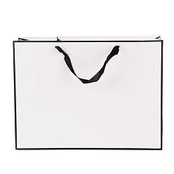 White Rectangle Paper Bags, with Handles, for Gift Bags and Shopping Bags, White, 32x43x0.6cm