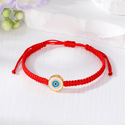 White (large size) Colorful Vintage Eye Handmade Red Rope Braided Bracelet Jewelry with Demon Eye Charm