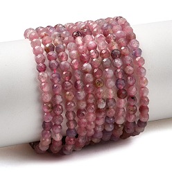 Турмалин Натуральный розовый турмалин бисер нитей, граненые, круглые, 4 мм, отверстие : 0.5 мм, около 102 шт / нитка, 15.35'' (39 см)