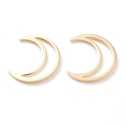 Real 24K Gold Plated Brass Linking Rings, Long-Lasting Plated, Moon, Real 24K Gold Plated, 16x14x1mm, Inner Diameter: 14x3mm