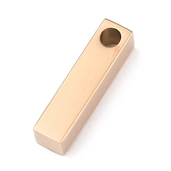 Rose Gold Ion Plating(IP) 304 Stainless Steel Pendants, Rectangle/Bar, Rose Gold, 20x5x5mm, Hole: 3mm