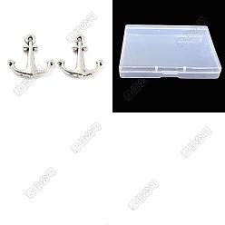 Antique Silver 150Pcs Tibetan Style Alloy Charms, Cadmium Free & Lead Free, Anchor Charms, Antique Silver, 14.5x14x2mm, Hole: 0.8mm