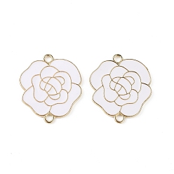 White Spray Painted Alloy Connector Charms, Flower, White, 34x29.5x2mm, Hole: 3mm
