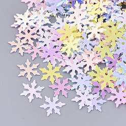 Mixed Color Ornament Accessories, PVC Plastic Paillette/Sequins Beads, No Hole/Undrilled Beads, Christmas Snowflake, Mixed Color, 9.5x8x0.4mm, about 900pcs/bag