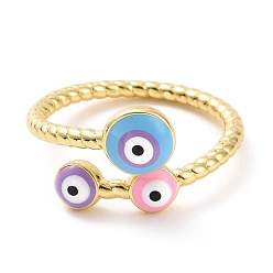 Лиловый Эмалированное кольцо-манжета сглаза, украшения из латуни с покрытием из светлого золота для женщин, без кадмия и без свинца, сирень, размер США 8 1/2 (18.5 мм)