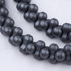 Non-magnetic Hematite Non-magnetic Synthetic Hematite Beads Strands, Frosted, Number 8, 6x3x3mm, Hole: 0.5mm, about 125pcs/strand, 11.4 inch(29cm)