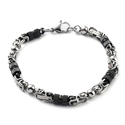 Ronde 304 bracelet chaîne à maillons en acier inoxydable, couleur inox et noir, ronde, 9-1/8 pouce (23.3 cm)