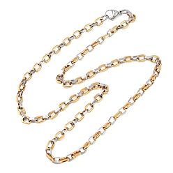 Золотой & Цвет Нержавеющей Стали Вакуумное покрытие pvd 304 ожерелье из овальных звеньев из нержавеющей стали, украшения в стиле хип-хоп для мужчин и женщин, золотые и нержавеющая сталь цвет, 23.62 дюйм (60 см)