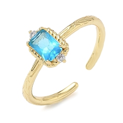 Темно-Голубой Прямоугольные латунные кольца-манжеты с микропаве из кубического циркония, со стаканом для женщин, долговечный, стойки покрытие, без свинца и без кадмия, реальный 18 k позолоченный, глубокое синее небо, регулируемый, 2 мм