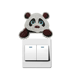 Panda DIY Switch Wall Decor Sign Diamond Painting Kits, Including Crystal Pendant, Resin Rhinestones, Pen, Tray & Glue Clay, Panda Pattern, 120x100mm
