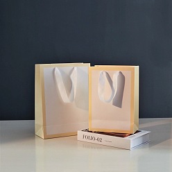 Lemon Chiffon Kraft Paper Bags, with Ribbon Handles, Gift Bags, Shopping Bags, Lemon Chiffon, 19x6x13cm