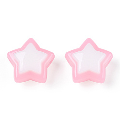 Звезда Двухцветные непрозрачные акриловые бусины, имитация желе, звезда, 17x18x10 мм, отверстие : 3.8 мм, Около 357 шт / 500 г