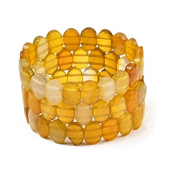 Yellow Agate Natural Yellow Agate Oval Beaded Stretch Bracelet, Gemstone Jewelry for Women, Inner Diameter: 2-1/8 inch(5.4~5.5cm)