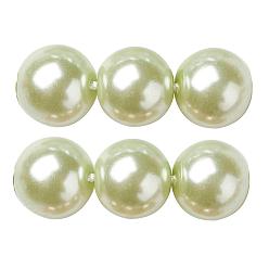Yellow Green Eco-Friendly Dyed Glass Pearl Round Beads Strands, Grade A, Cotton Cord Threaded, Pale Green, 3~3.5mm, Hole: 0.7~1.1mm, about 135pcs/strand, 15 inch