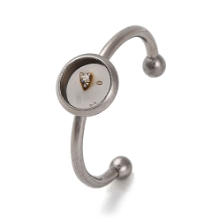 Нержавеющая Сталь Цвет Устойчивы к потускнению 304 компоненты открытого кольца из нержавеющей стали, с 201 плоскими круглыми кольцами колодок из нержавеющей стали, цвет нержавеющей стали, регулируемый, лоток : 6 мм