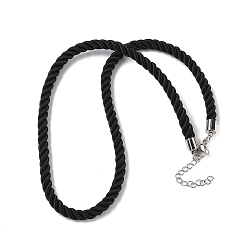 Черный 5мм нейлоновый витой шнур для изготовления ожерелий, с латунными выводами и 304 застежками из лобстера из нержавеющей стали, долговечный, стойки покрытие, платина, чёрные, 17.72~18.90 дюйм (45~48 см)