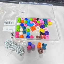 (52) Непрозрачная лаванда Наборы для изготовления браслетов в виде букв от A до Z и круглых браслетов своими руками, включая акриловые европейские бусины и канаты из полиэстера и спандекса., разноцветные, 2 мм