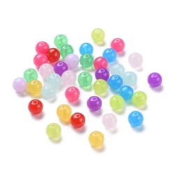 Mixed Color Imitation Jade Acrylic Beads, Round, Mixed Color, 14mm, Hole: 3mm, about 333pcs/500g