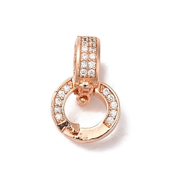 Розовое Золото Реечное покрытие латунь микро паве прозрачный кубический цирконий твистер застежки, без кадмия и без свинца, долговечный, розовое золото , 19.5 мм, отверстие : 6.5x6 мм
