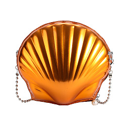 Темно-Оранжевый Женские сумки через плечо из искусственной кожи, чехол для телефона, на железной молнии, формы раковины, темно-оранжевый, 22x19x12 см