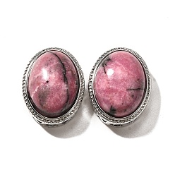 Родонит Природные многонитевые звенья родонита, овальные, без кадмия и без свинца, платина, 21x16.5x11.5 мм, отверстие : 3 мм