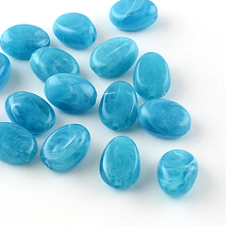 Deep Sky Blue Oval Imitation Gemstone Acrylic Beads, Deep Sky Blue, 18x13x9.5mm, Hole: 2mm, about 310pcs/500g
