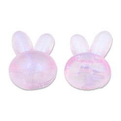 Pink Transparent Acrylic Beads, with Glitter Powder, Rabbit, Pink, 23.5x17x14mm, Hole: 3.5mm, about 224pcs/500g