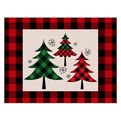 Christmas Tree Christmas Theme Linen Insulation Pad, Restaurant Western Placemat, Rectangle, Christmas Tree, 320x450mm