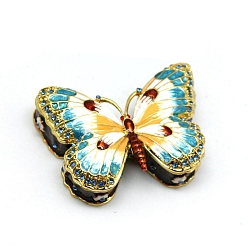Deep Sky Blue Butterfly Alloy Enamel Jewelry Storage Box, with Magnetic Clasps, Home Decoration, Deep Sky Blue, 7.5x5.7x2.2cm